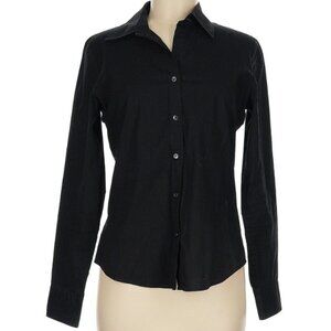 CALVIN KLEIN Tailored Button Down Blouse, Black, XL NEW/TAGS
